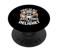 Divertido Mapache Diciendo Que Jesús Piensa Que Soy una Delicia PopSockets PopGrip Adhesivo