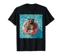 Divertido Mapache Junto a la Piscina Que Vive el Meme de sueño de Vacaciones de Verano Camiseta