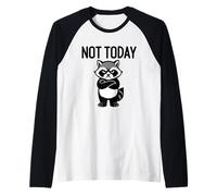 Divertido Mapache No Hoy Sarcástico Perezoso Papelera Panda Meme Camiseta Manga Raglan