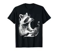 Divertido Mapache Que Toca el Piano Animal Pianista Musico Camiseta