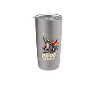 Divertido mapache Rainbow Cape Warrior del que nos enorgullecemos al amanecer Vaso térmico de acero inoxidable de doble pared