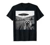 Divertido Mapache UFO Selfie Alien Nave Espacial Miedo Meme Humor Camiseta