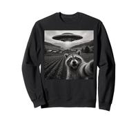 Divertido Mapache UFO Selfie Alien Nave Espacial Miedo Meme Humor Sudadera
