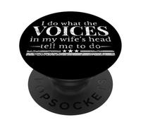 Divertido Marido Humor Voces en mi Esposa Cita Gráfico PopSockets PopGrip Adhesivo