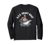Divertido Marinero de Pavo de Acción de Gracias - USS Gravy Boat Captain Manga Larga