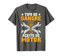 Divertido Mecánico Tipo De Sangre Aceite De Motor Mecáni Camiseta, Hombre, Asfalto, S
