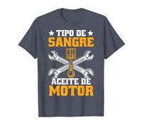 Divertido Mecánico Tipo De Sangre Aceite De Motor Mecáni Camiseta, Hombre, Azul Jaspeado, L