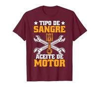 Divertido Mecánico Tipo De Sangre Aceite De Motor Mecáni Camiseta, Hombre, Granate, XXL