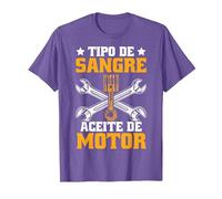 Divertido Mecánico Tipo De Sangre Aceite De Motor Mecáni Camiseta, Hombre, Morado Jaspeado, L
