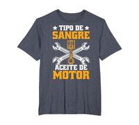 Divertido Mecánico Tipo De Sangre Aceite De Motor Mecáni Camiseta, Hombre Tallas Grandes, Azul Jaspeado, 3X Alto