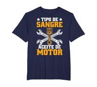 Divertido Mecánico Tipo De Sangre Aceite De Motor Mecáni Camiseta, Hombre Tallas Grandes, Azul Marino, 6X Alto