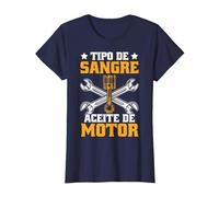 Divertido Mecánico Tipo De Sangre Aceite De Motor Mecáni Camiseta, Mujer, Azul Marino, S