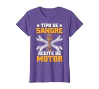 Divertido Mecánico Tipo De Sangre Aceite De Motor Mecáni Camiseta, Mujer, Morado Jaspeado, XS