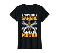 Divertido Mecánico Tipo De Sangre Aceite De Motor Mecáni Camiseta, Mujer, Negro, L