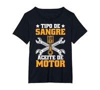 Divertido Mecánico Tipo De Sangre Aceite De Motor Mecáni Camiseta, Mujer Tallas Grandes, Negro, 3XL Grande
