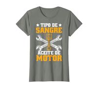 Divertido Mecánico Tipo De Sangre Aceite De Motor Mecáni Camiseta, Mujer, Verde Militar Jaspeado, 3XL