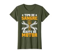 Divertido Mecánico Tipo De Sangre Aceite De Motor Mecáni Camiseta, Mujer, Verde Oliva, XXL