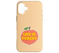 Divertido melocotón frutal de Estilo Retro Life Is Peachy Carcasa para iPhone 16 Plus