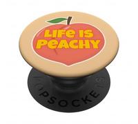 Divertido melocotón frutal de Estilo Retro Life Is Peachy PopSockets PopGrip Adhesivo