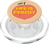 Divertido melocotón frutal de Estilo Retro Life Is Peachy PopSockets PopGrip para MagSafe