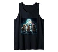 Divertido Meme de 3 Lunas aullantes con Ropa de Perro Pomerania para mamá y papá Camiseta sin Mangas