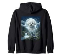 Divertido Meme de Bichon Frise Aullando a la Luna, Divertido Amante de los Perros Sudadera con Capucha