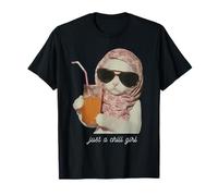 Divertido meme de gato con camisa de Just A Chill Girl Camiseta