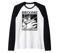 Divertido Meme de Gato Mordiendo la Mano Se Convierte en Camiseta Manga Raglan