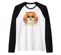 Divertido Meme de Perro Corgi InCorgnito, diseño Retro de Puesta de Sol Camiseta Manga Raglan
