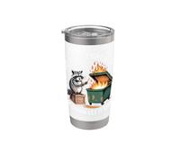 Divertido meme de Raccoon Dumpster Fire This Little Light of Mine Vaso térmico de acero inoxidable de doble pared