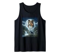 Divertido Meme de Sheltie Howling to The Moon, Amante de los Perros Camiseta sin Mangas