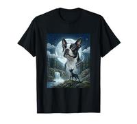 Divertido Meme del Boston Terrier Aullando a la Luna, Divertido Amante de los Perros Camiseta