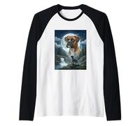 Divertido Meme del Boxeador Aullando a la Luna, Divertido Amante de los Perros Camiseta Manga Raglan