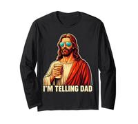 Divertido meme religioso de Jesús cristiano con el mensaje «Le digo a papá» Manga Larga