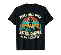 Divertido meme retro de alpinista «Nunca te metas con un excursionista» Camiseta
