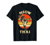 Divertido Meow Thai para Hombres y Mujeres Muay Thai Boxeo Amantes de los Gatos Camiseta