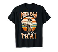 Divertido Meow Thai para Hombres y Mujeres Muay Thai Boxeo Amantes de los Gatos Camiseta