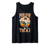 Divertido Meow Thai para Hombres y Mujeres Muay Thai Boxeo Amantes de los Gatos Camiseta sin Mangas