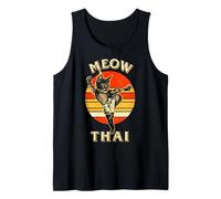 Divertido Meow Thai para Hombres y Mujeres Muay Thai Boxeo Amantes de los Gatos Camiseta sin Mangas