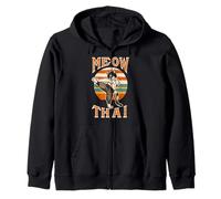 Divertido Meow Thai para Hombres y Mujeres Muay Thai Boxeo Amantes de los Gatos Sudadera con Capucha