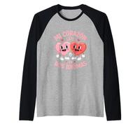Divertido Mi Corazón Lindo Corazones Tomados De La Mano Diciendo Camiseta Manga Raglan
