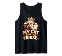 Divertido Mi Gato Manda En Esta Casa Mamá Papá Gato Camiseta sin Mangas