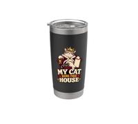 Divertido Mi Gato Manda En Esta Casa Mamá Papá Gato Vaso térmico de acero inoxidable de doble pared