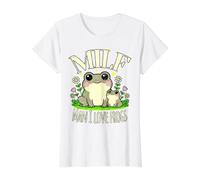 Divertido Milf Hombre I Love Frogs Lindo Retro Agotado Boho Camiseta gráfica económica, Mujer, Blanco, M