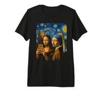 Divertido Mona Lisa Selfie Arte Meme Clásico Parodia Camiseta Premium