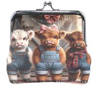 Divertido monedero de piel con diseño de vacas de las tierras altas para hombres y mujeres, bolsa para tarjetas de 11,5 x 10,5 cm