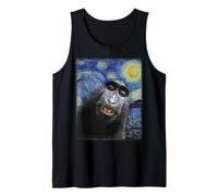 Divertido Mono Selfie Van Gogh Noche Estrellada Pintura artística Divertida Camiseta sin Mangas