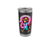 Divertido mono sosteniendo flamenco anillo inflable Vaso térmico de acero inoxidable de doble pared