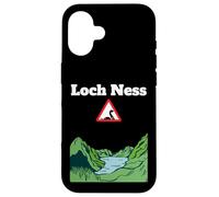 Divertido monstruo de recuerdo del lago Nessie señal de carretera de advertencia Carcasa para iPhone 16