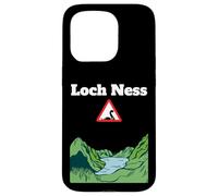 Divertido monstruo de recuerdo del lago Nessie señal de carretera de advertencia Carcasa para iPhone 15 Pro